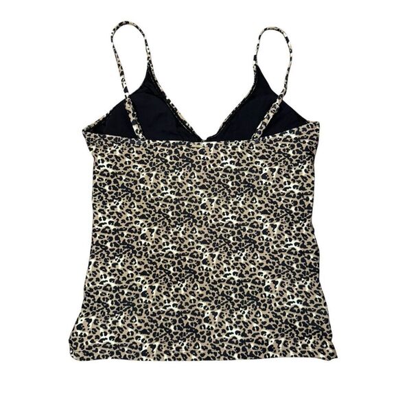 RELLECIGA Women's Large Leopard V Neck Shirred Tankini Swimsuit Top NEW - Picture 4 of 9